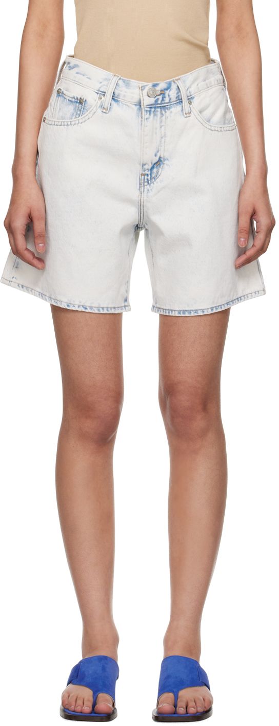 Shop Levi's Blue Highwater Denim Shorts In Focus On The Present