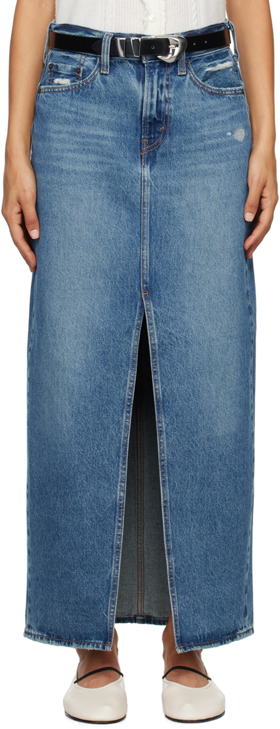 Shop Levi's Blue Ankle Column Denim Midi Skirt In Low Fi Prep