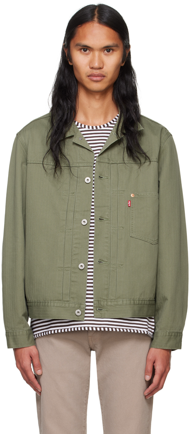 Shop Levi's Khaki Type I Jacket In Four Leaf Clover