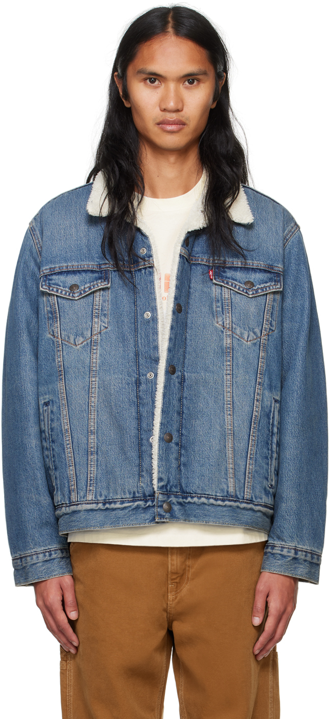 Blue Type III Sherpa Denim Trucker Jacket