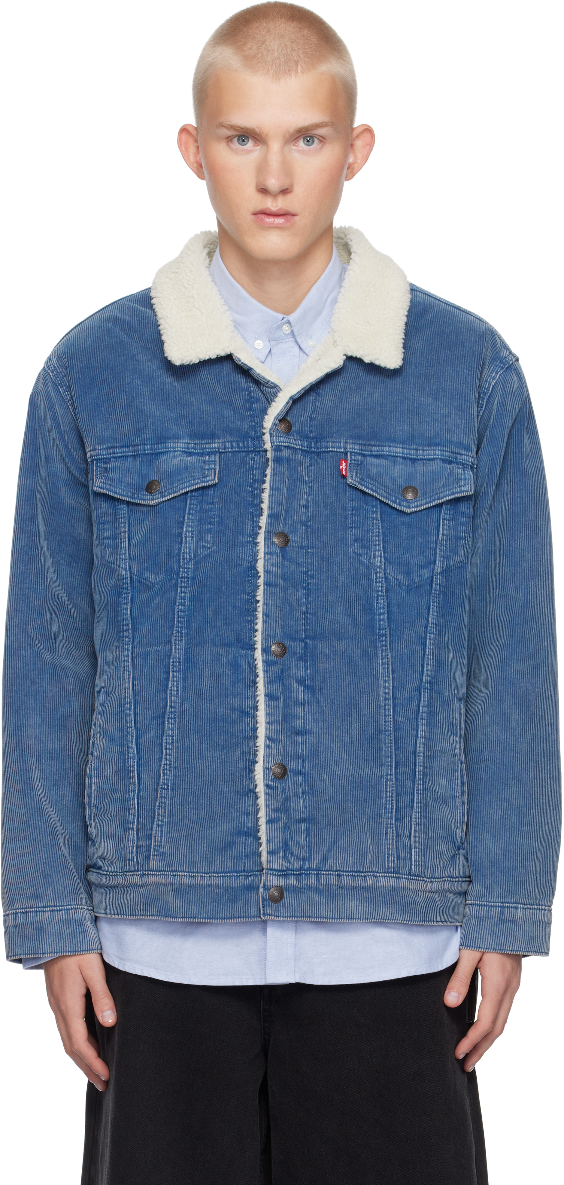 Shop Levi's Blue Relaxed Fit Trucker Jacket In Blue Spring Cord