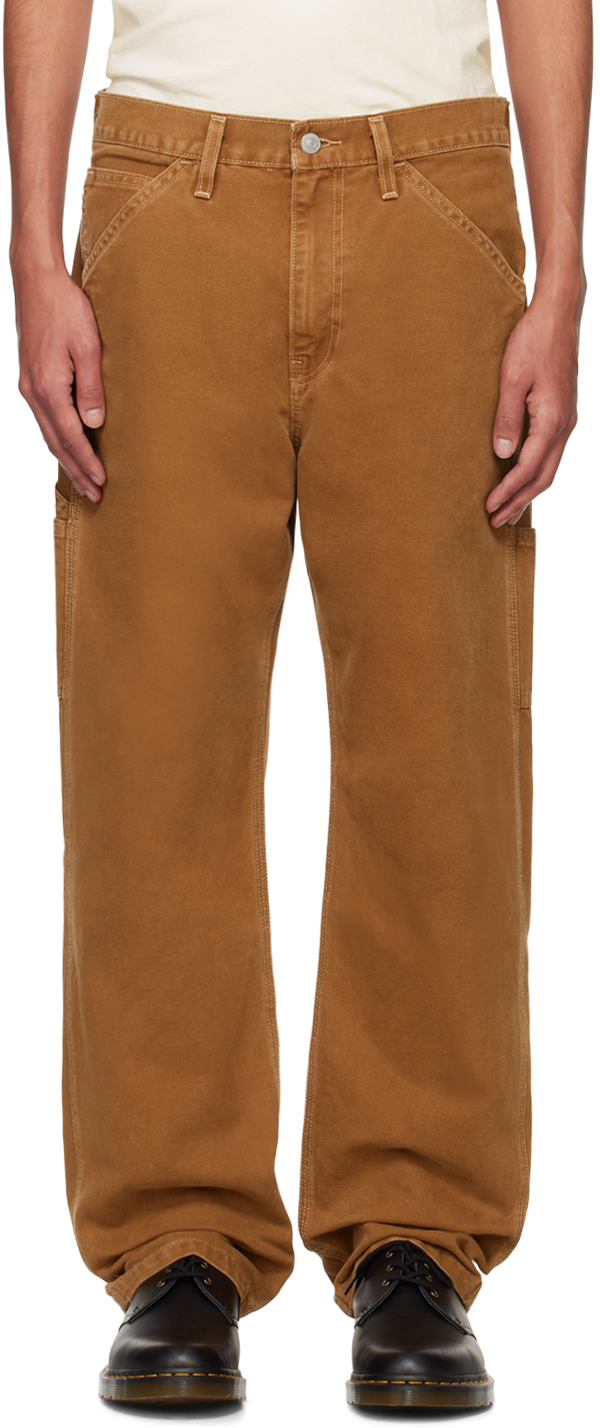 Tan 568 Loose Straight Carpenter Trousers