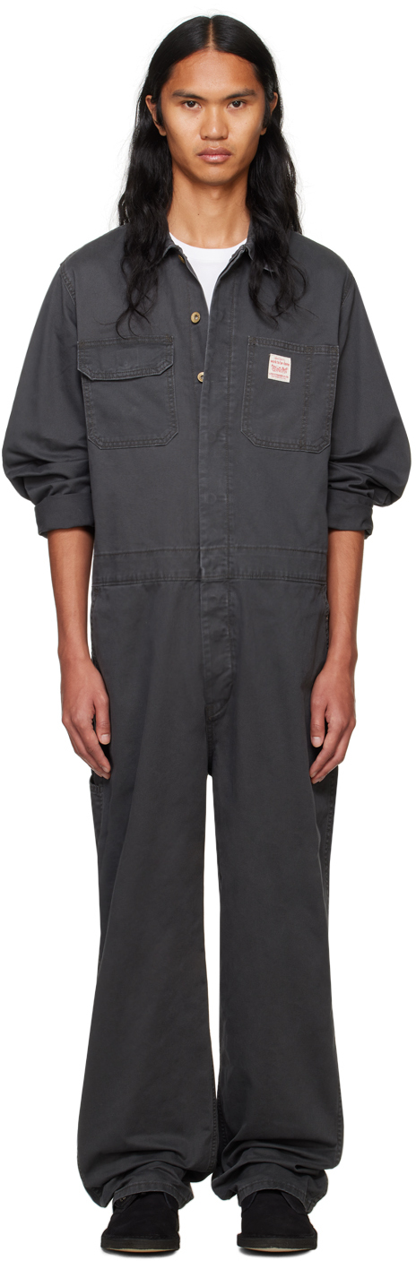 Shop Levi's Black Stay Loose Denim Jumpsuit In Pirate Black