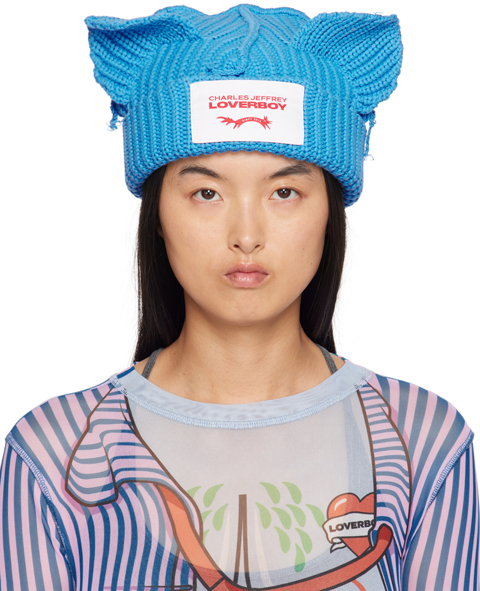 Charles Jeffrey LOVERBOY: Blue Chunky Ears Beanie | SSENSE Charles Jeffrey LOVERBOY: Blue Chunky Ears Beanie | SSENSE