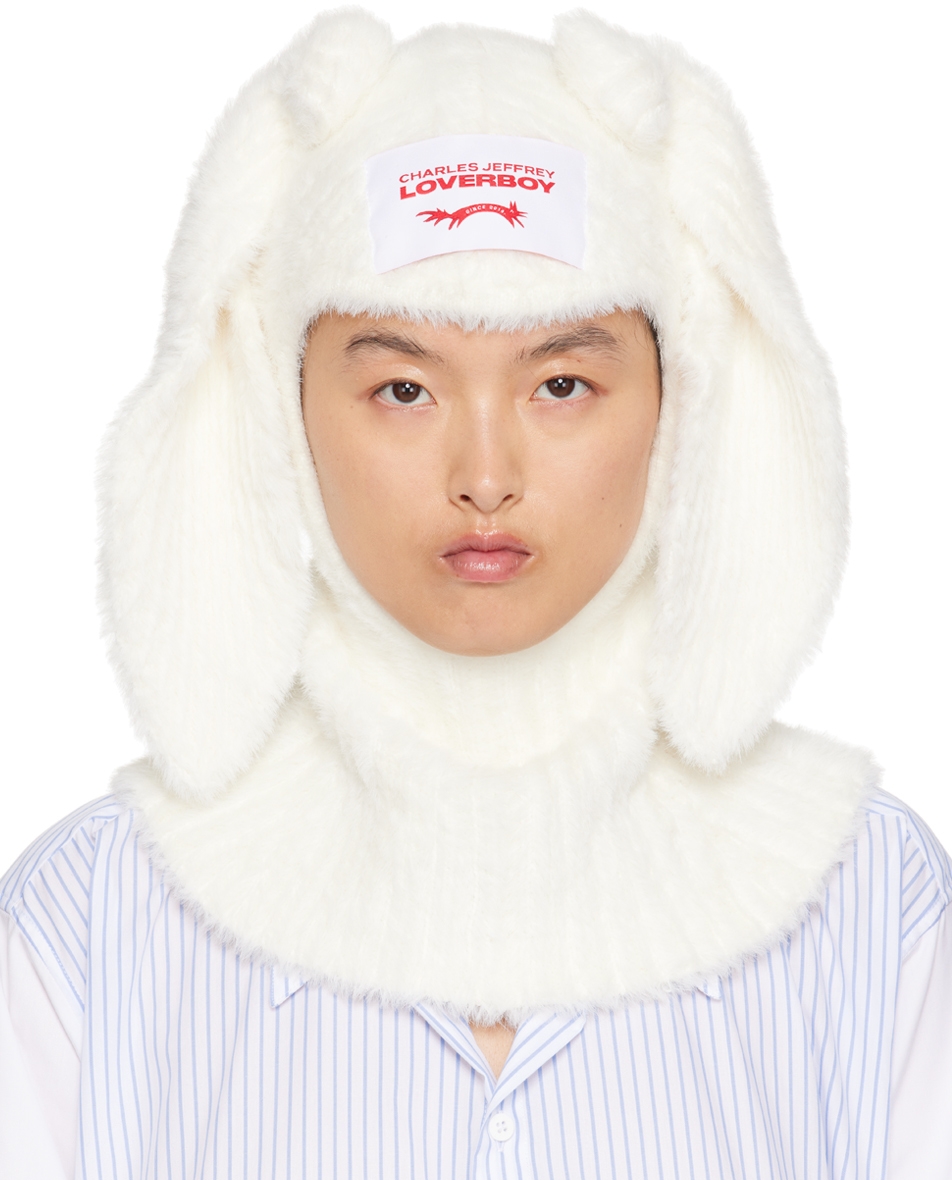 White Fluffy Rabbit Balaclava