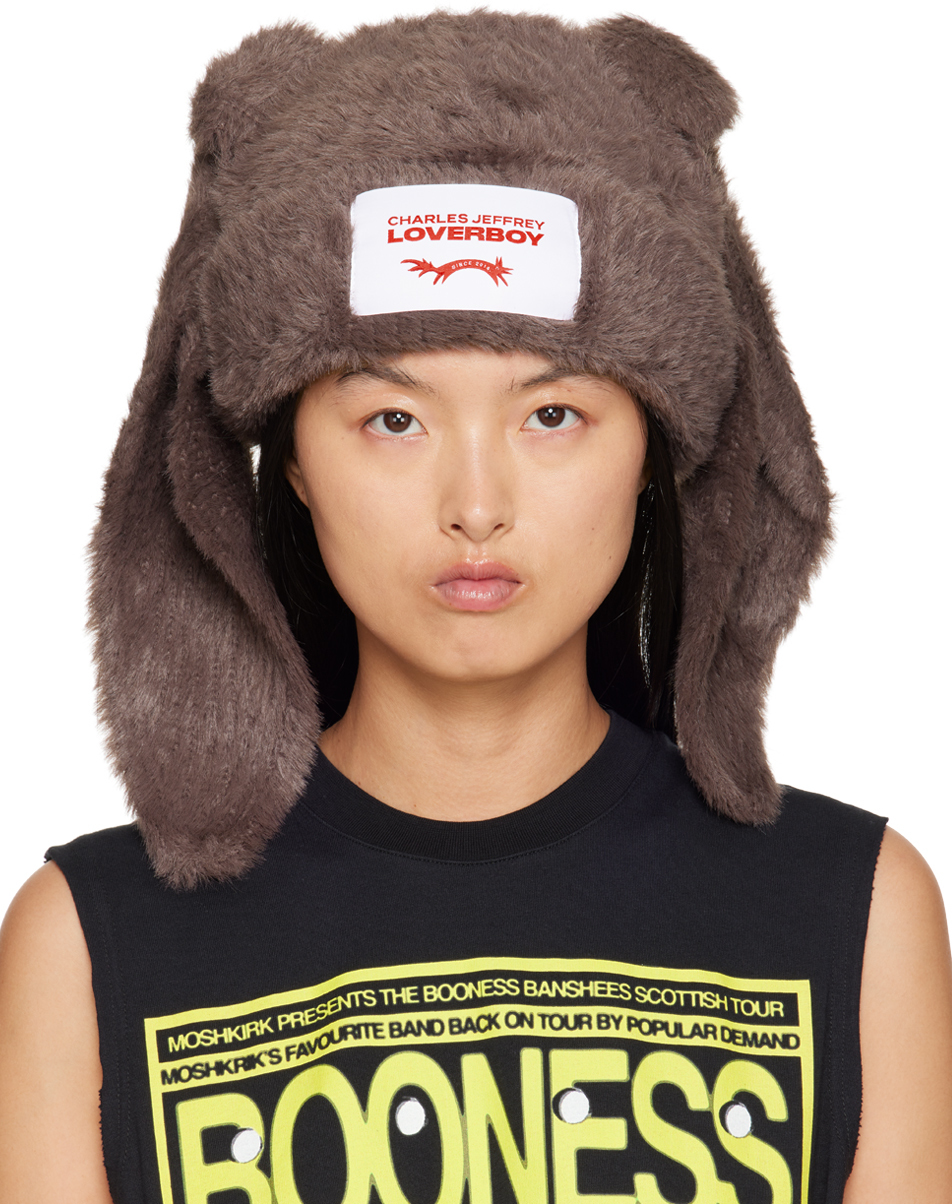 Shop Charles Jeffrey Loverboy ブラウン Fluffy Chunky Rabbit ビーニー In Brown