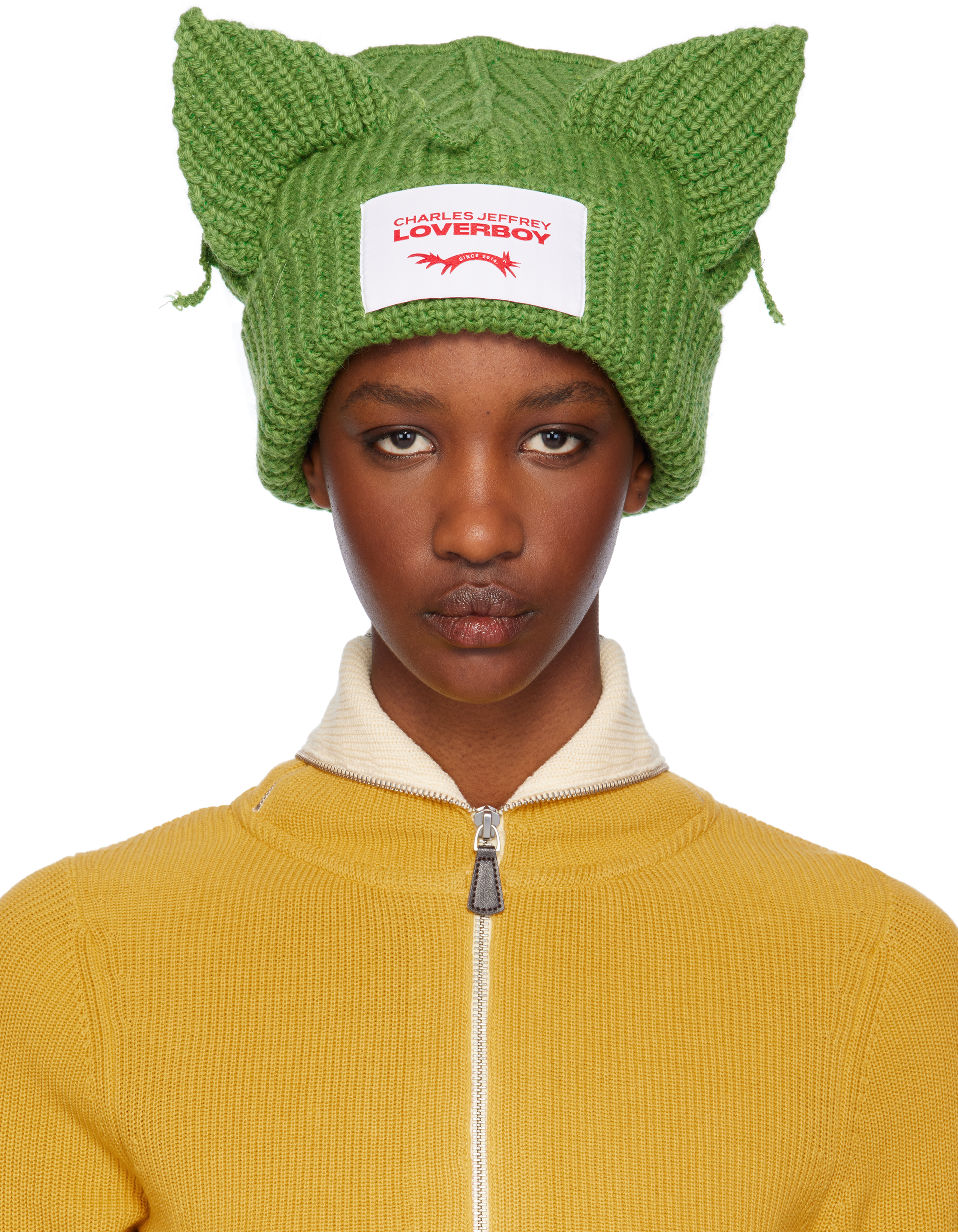 CHARLES JEFFREY LOVERBOY GREEN CHUNKY EARS BEANIE 