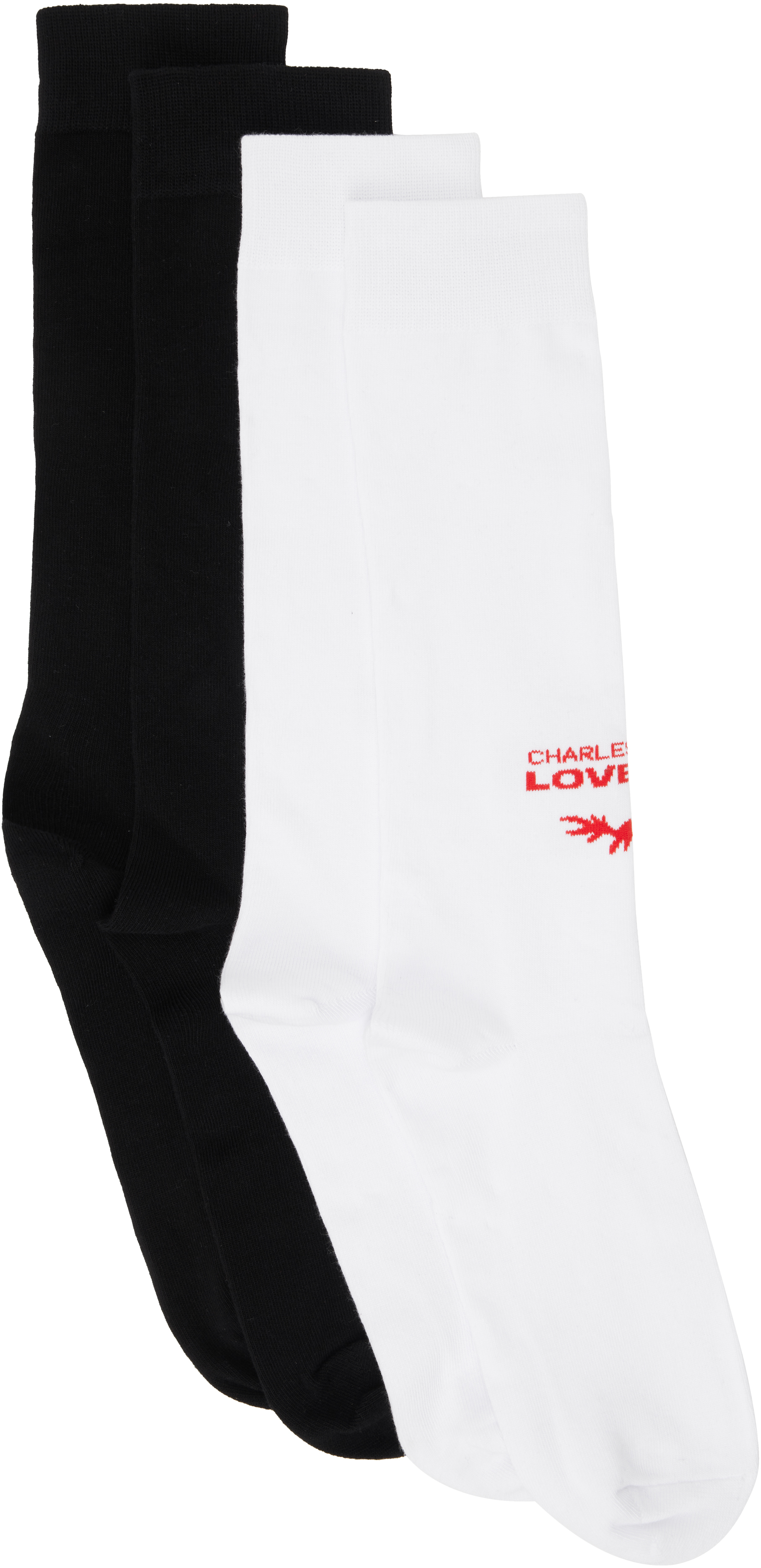 Two-Pack Black & White 'Loverboy' Socks