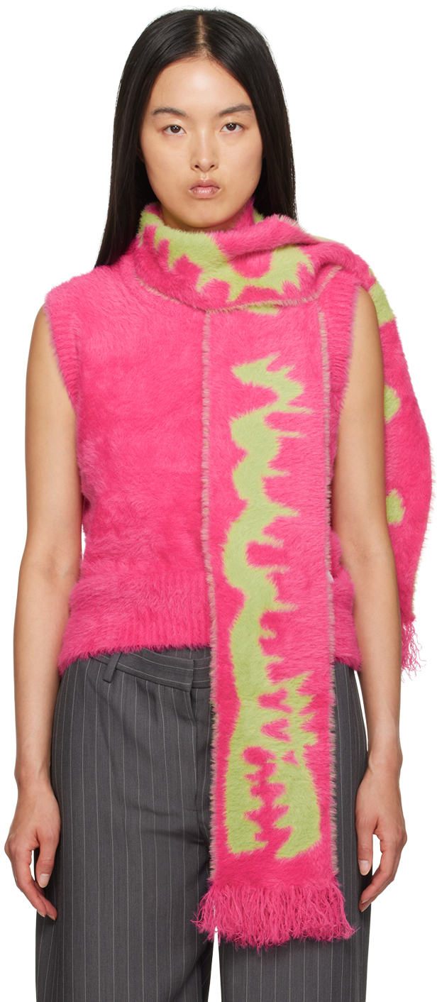 Pink Fluffy Scarf Vest