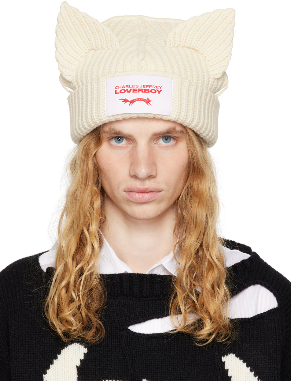 Charles Jeffrey LOVERBOY: Off-White Chunky Ears Beanie | SSENSE UK