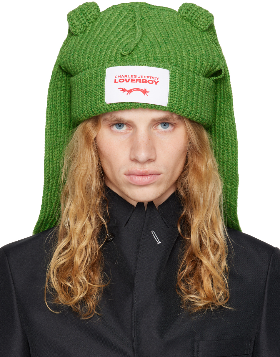 Green Chunky Rabbit Beanie