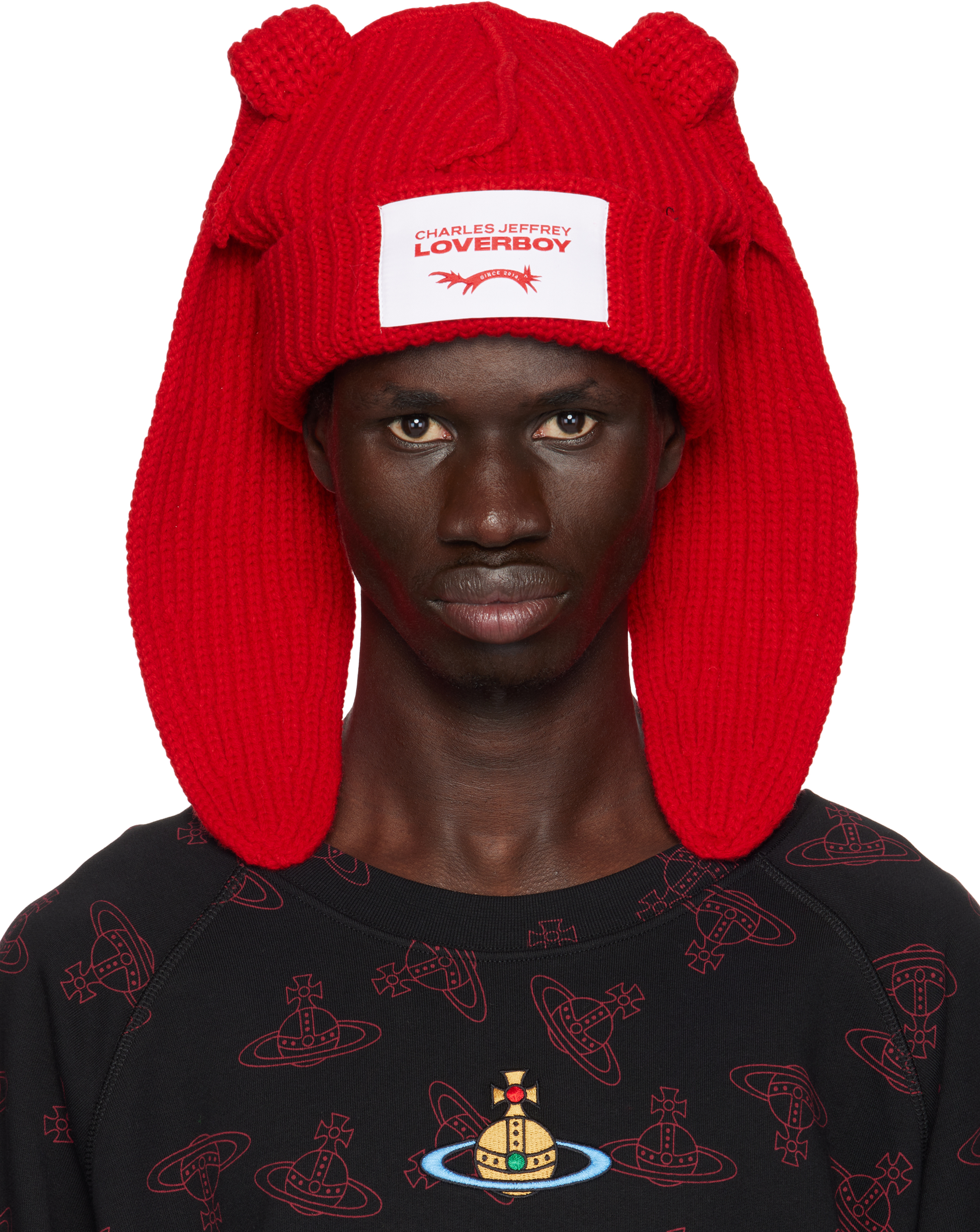 SSENSE Exclusive Red Chunky Rabbit Beanie by Charles Jeffrey LOVERBOY on  Sale