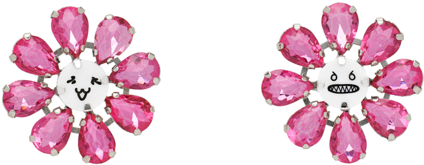 Pink & Silver Crazy Daizy Stud Earrings