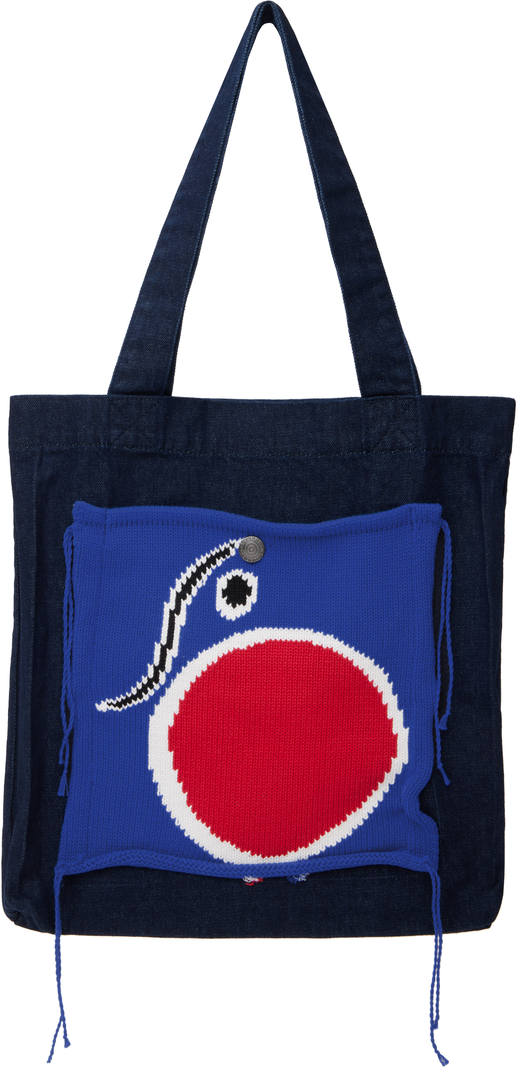 Shop Charles Jeffrey Loverboy Navy Knit Patch Denim Tote In Dnm