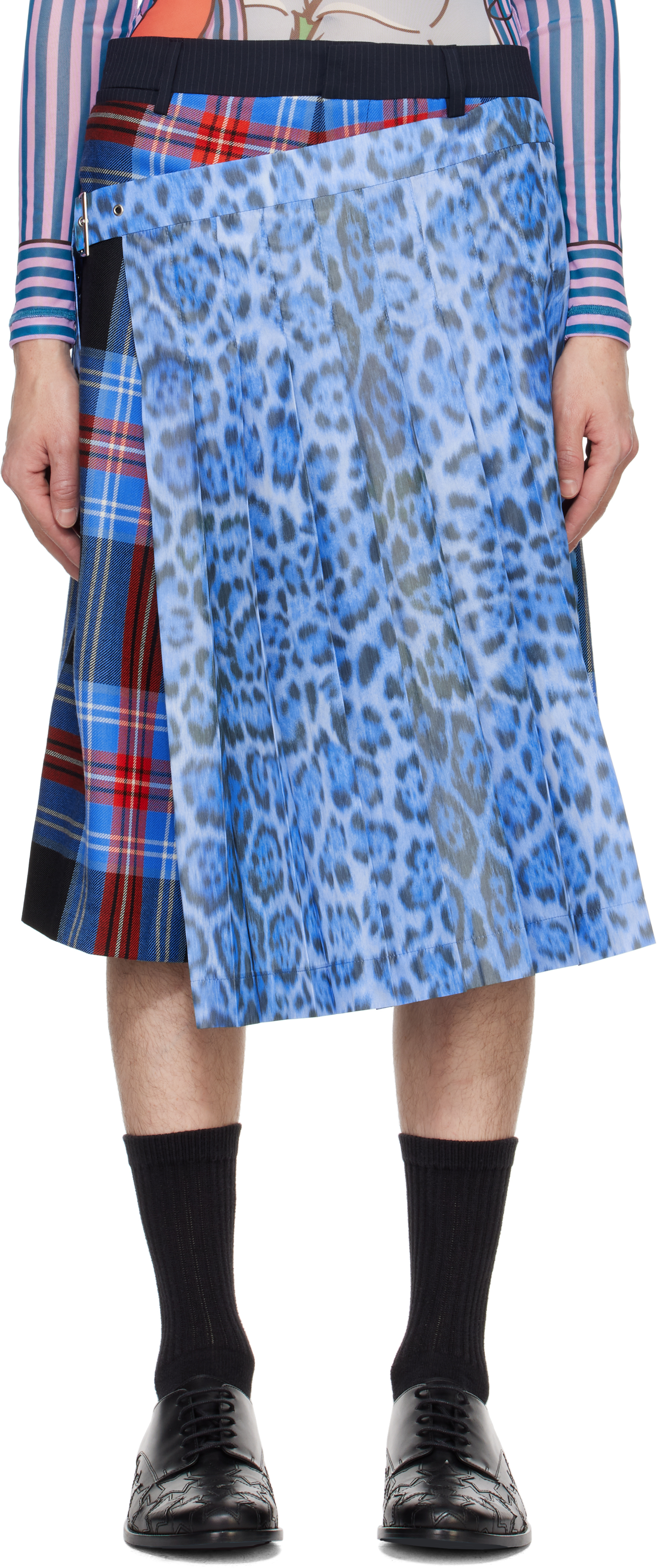 Blue 
Red Pleated Skort