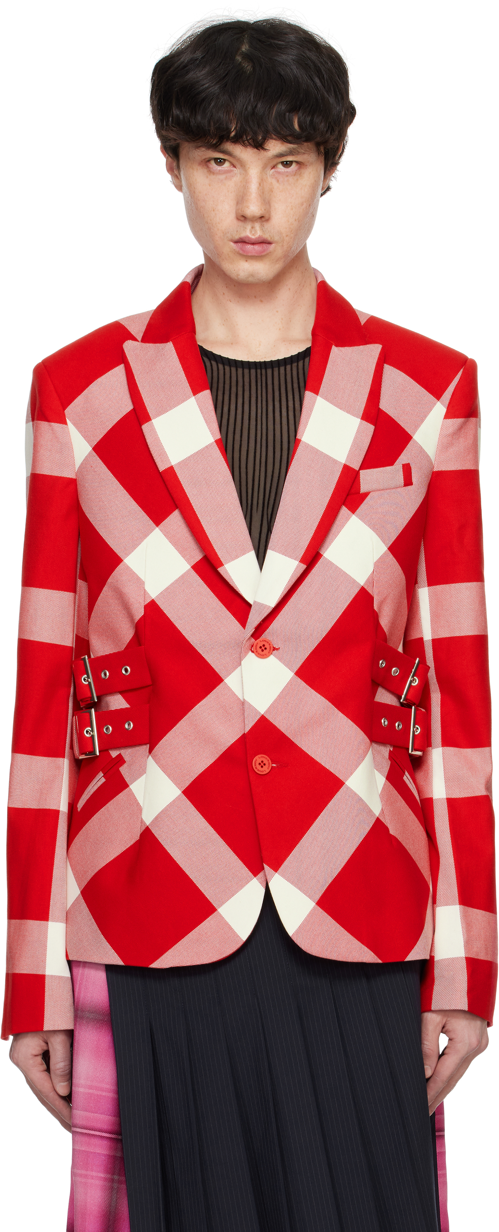 【関税込み】Charles Jeffrey LOVERBOY テーラードジャケット Charles Jeffrey LOVERBOYのブルー チェック テーラード