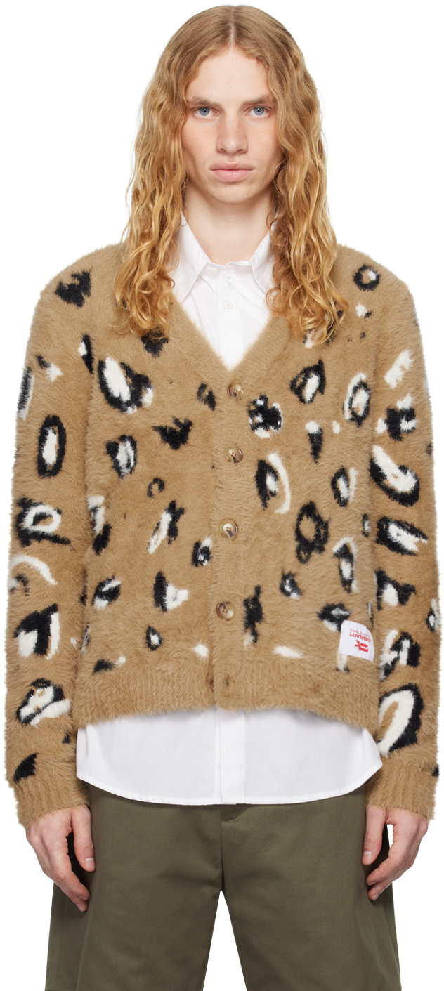 Brown Fluffy Label Cardigan