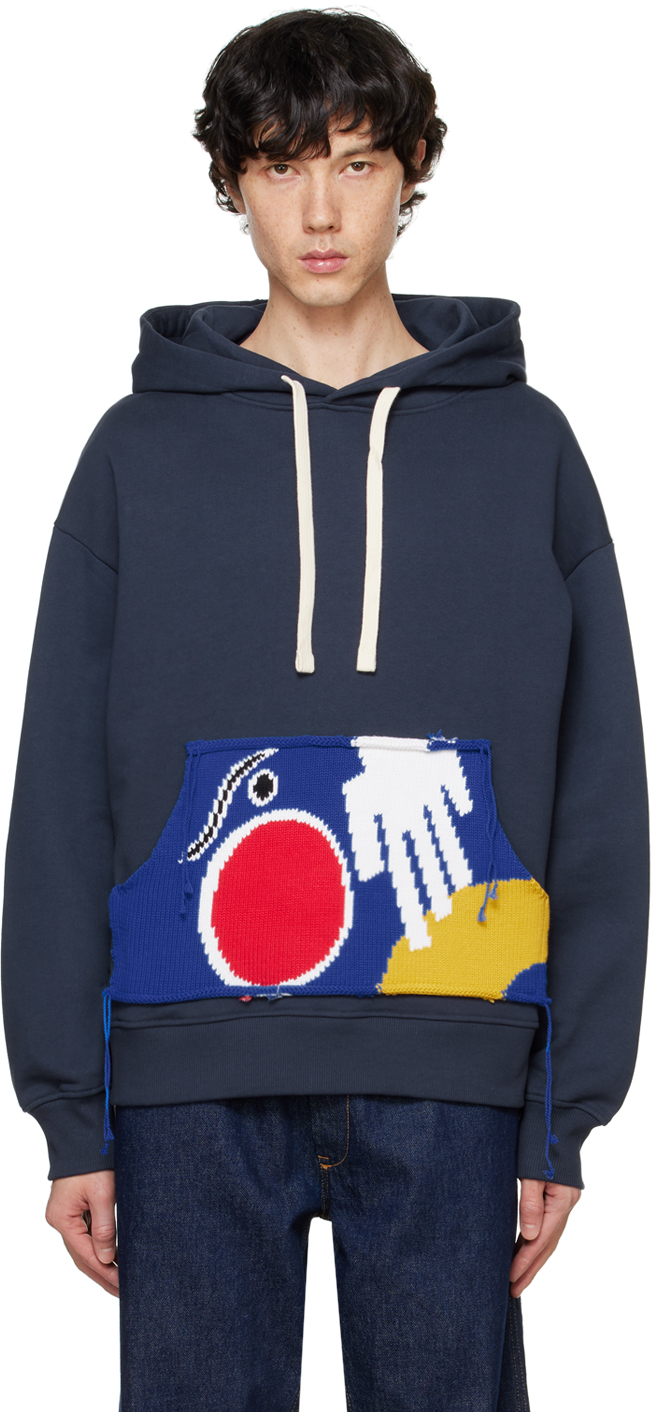 CHARLES JEFFREY LOVERBOY NAVY PATCH EARS HOODIE 