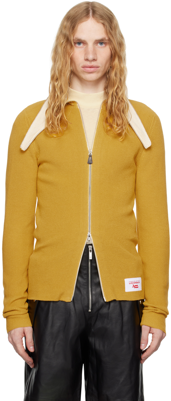 Shop Charles Jeffrey Loverboy Yellow Banana Zip Sweater In Ylw