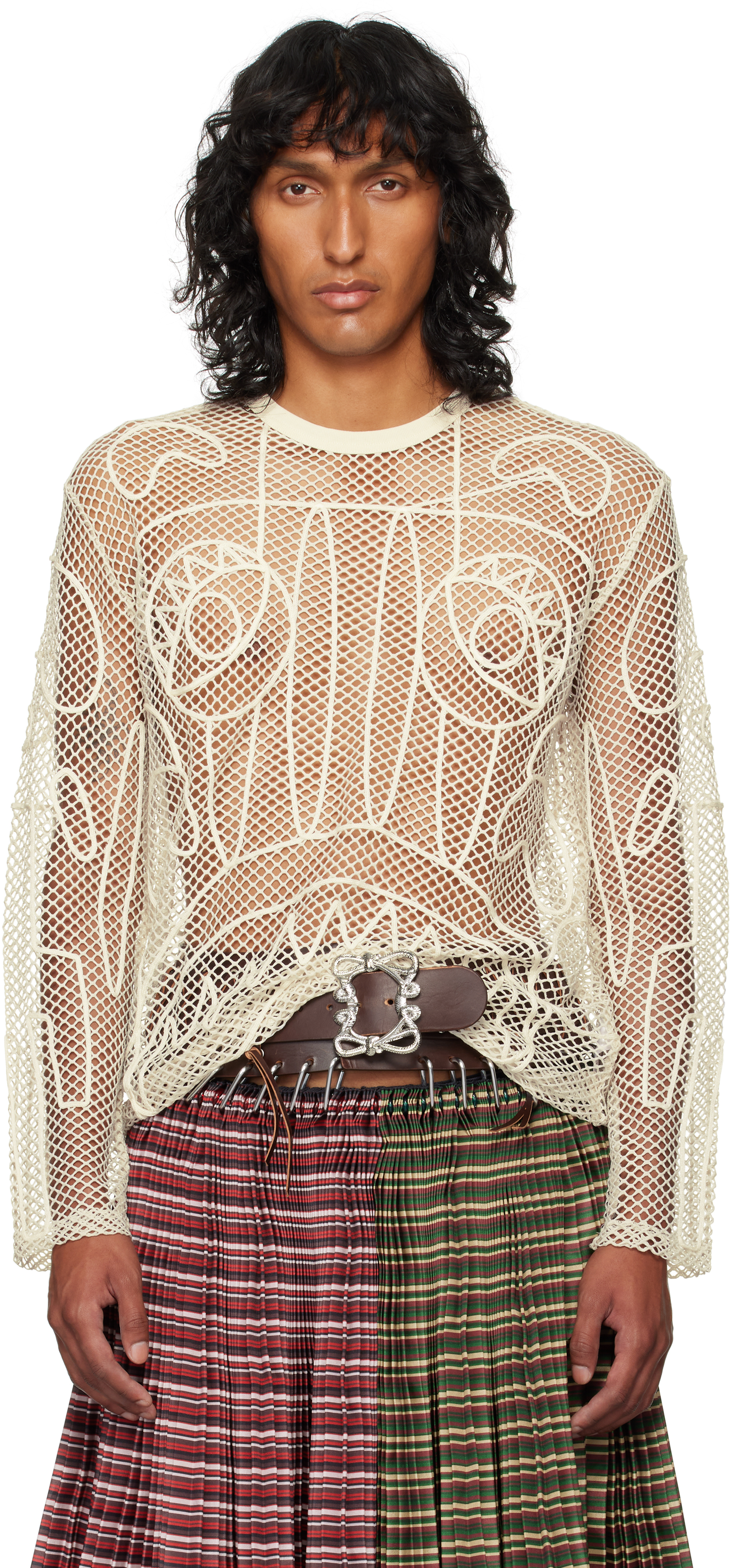 CHARLES JEFFREY LOVERBOY グラフィックネット長袖トップス
