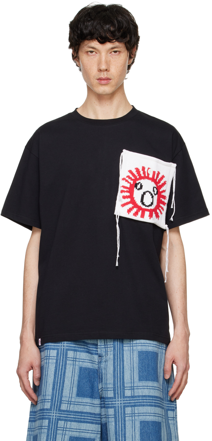 Shop Charles Jeffrey Loverboy Black Patch T-shirt In Blk