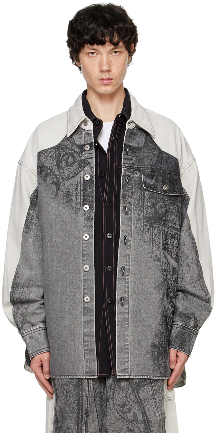 Gray Printed Denim Jacket