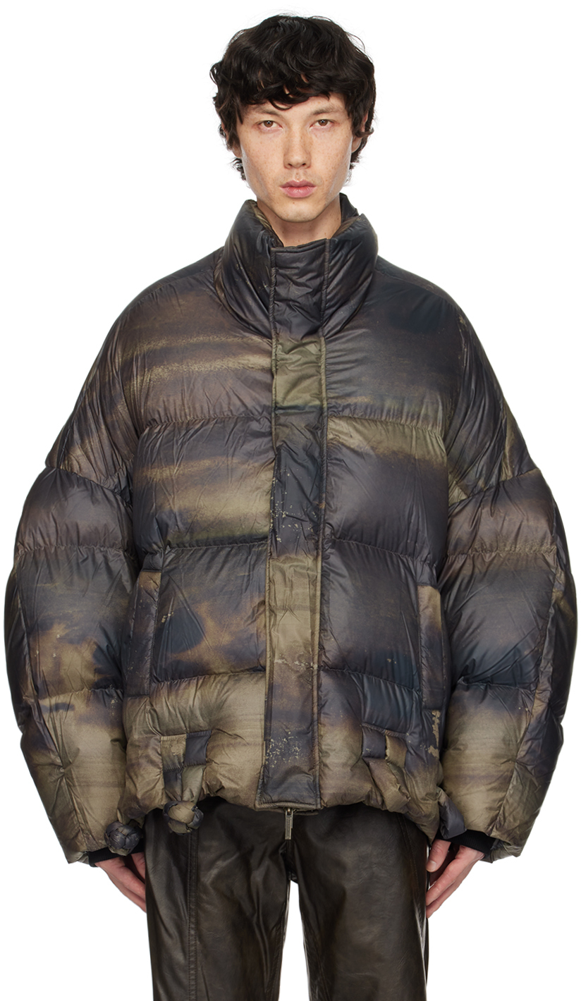 Brown 
Green Pankou Knot Down Jacket