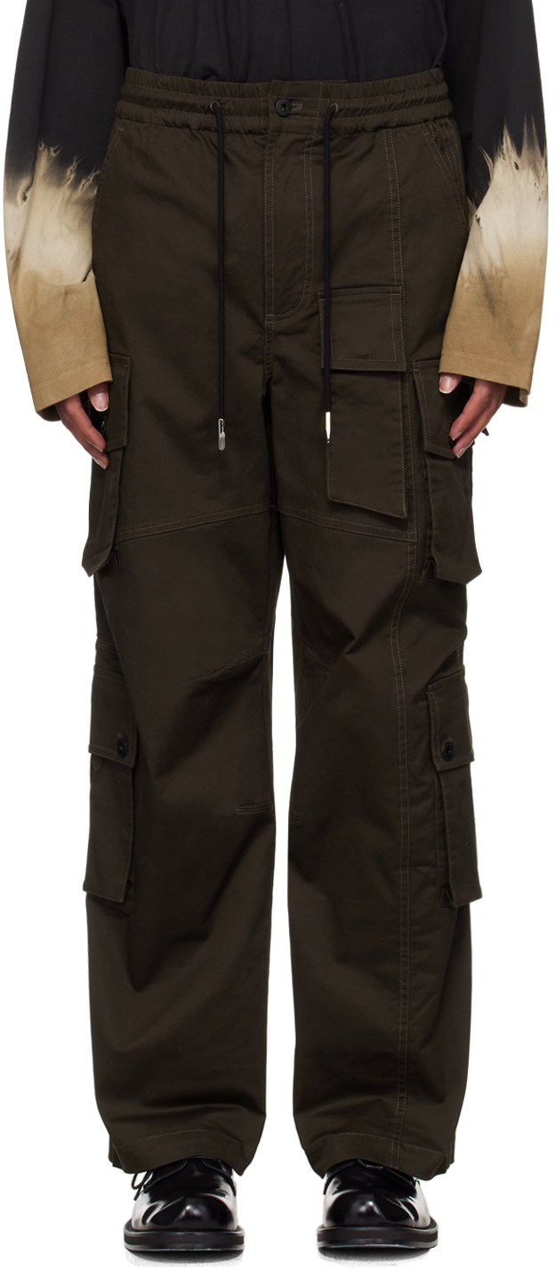 Shop Feng Chen Wang Brown Cotton Cargo Pants In Red Brown