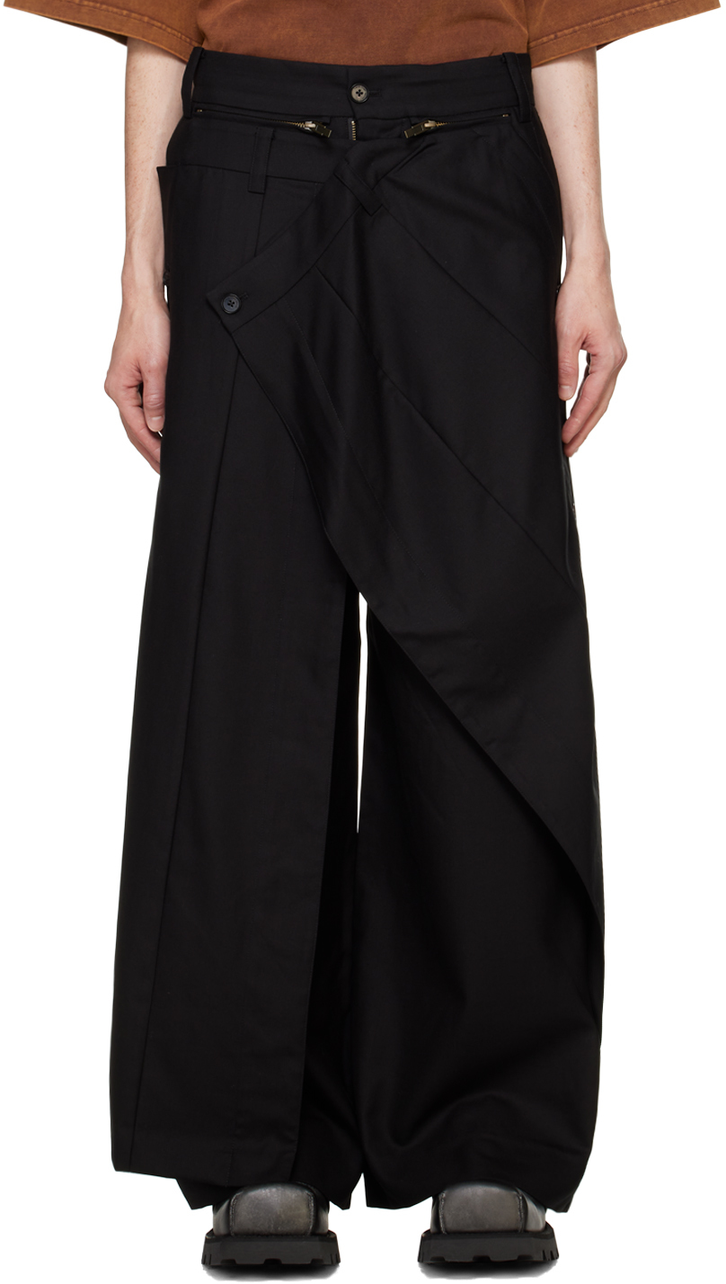 Black Oversize Skirt Trousers