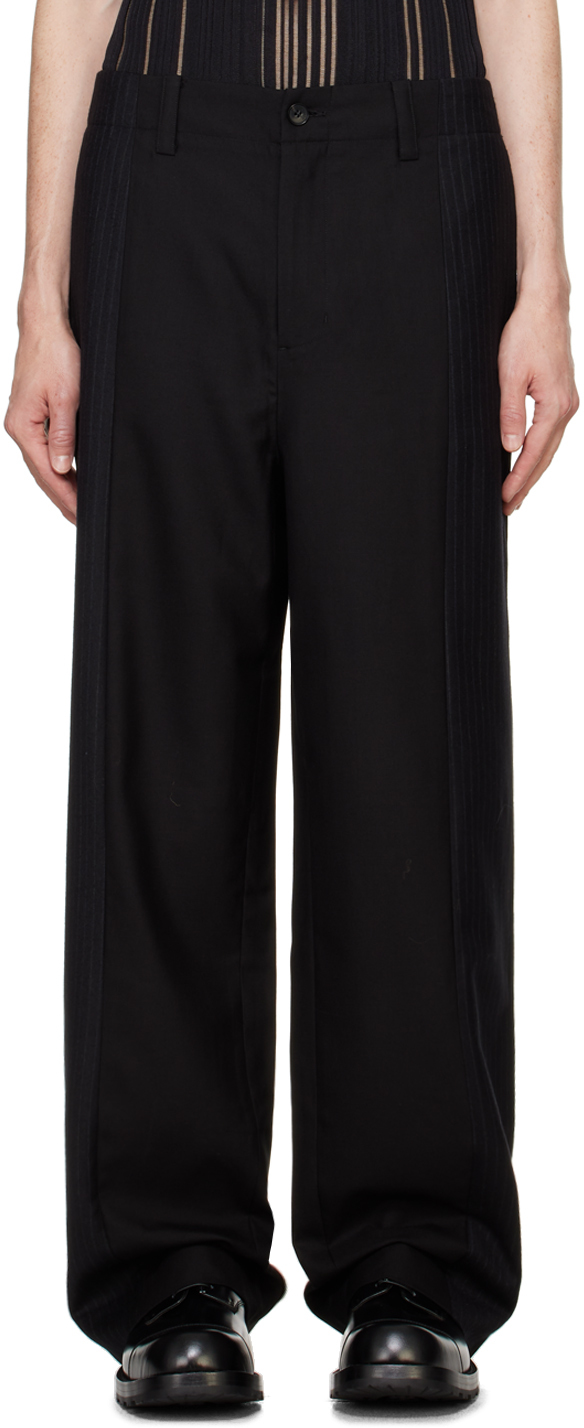 Black Deconstructed Patchwork Trousers