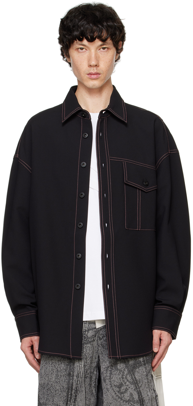 Black Contrast Stitching Shirt