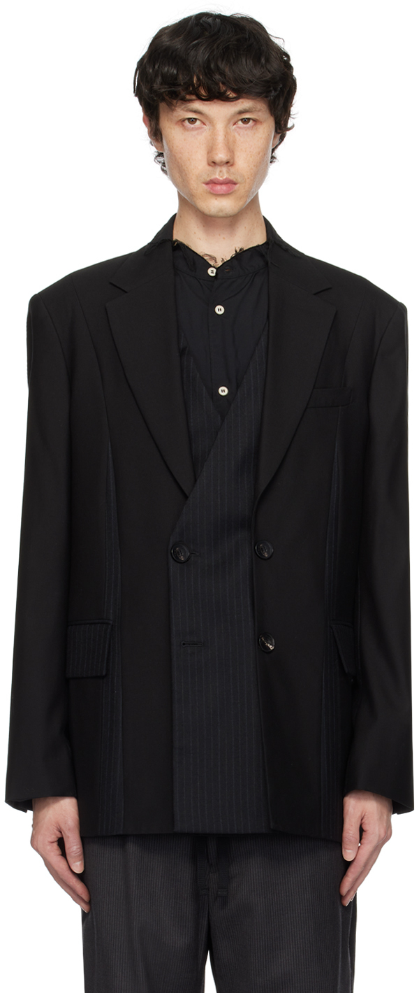 Black Deconstruction Patchwork Blazer