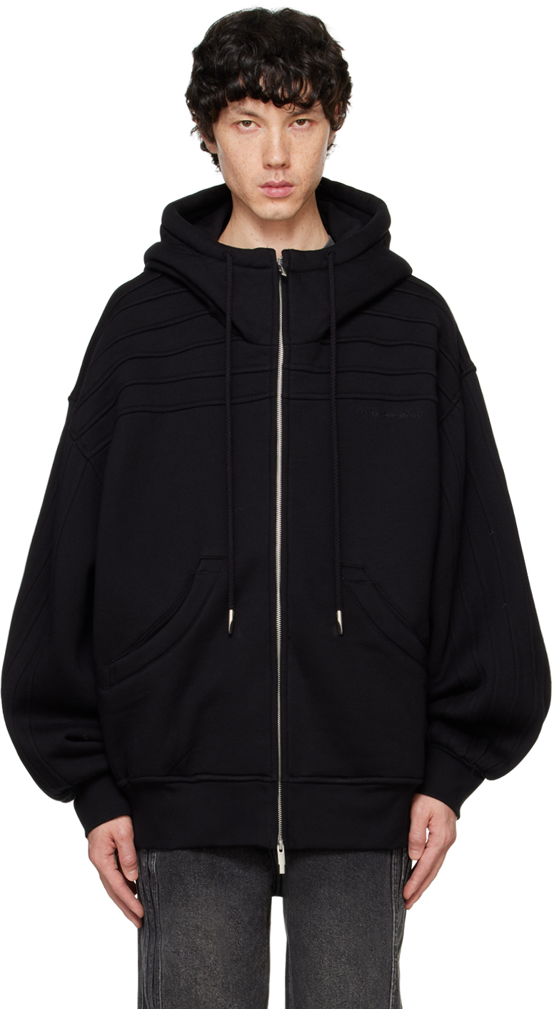 Black Pleated Hoodie