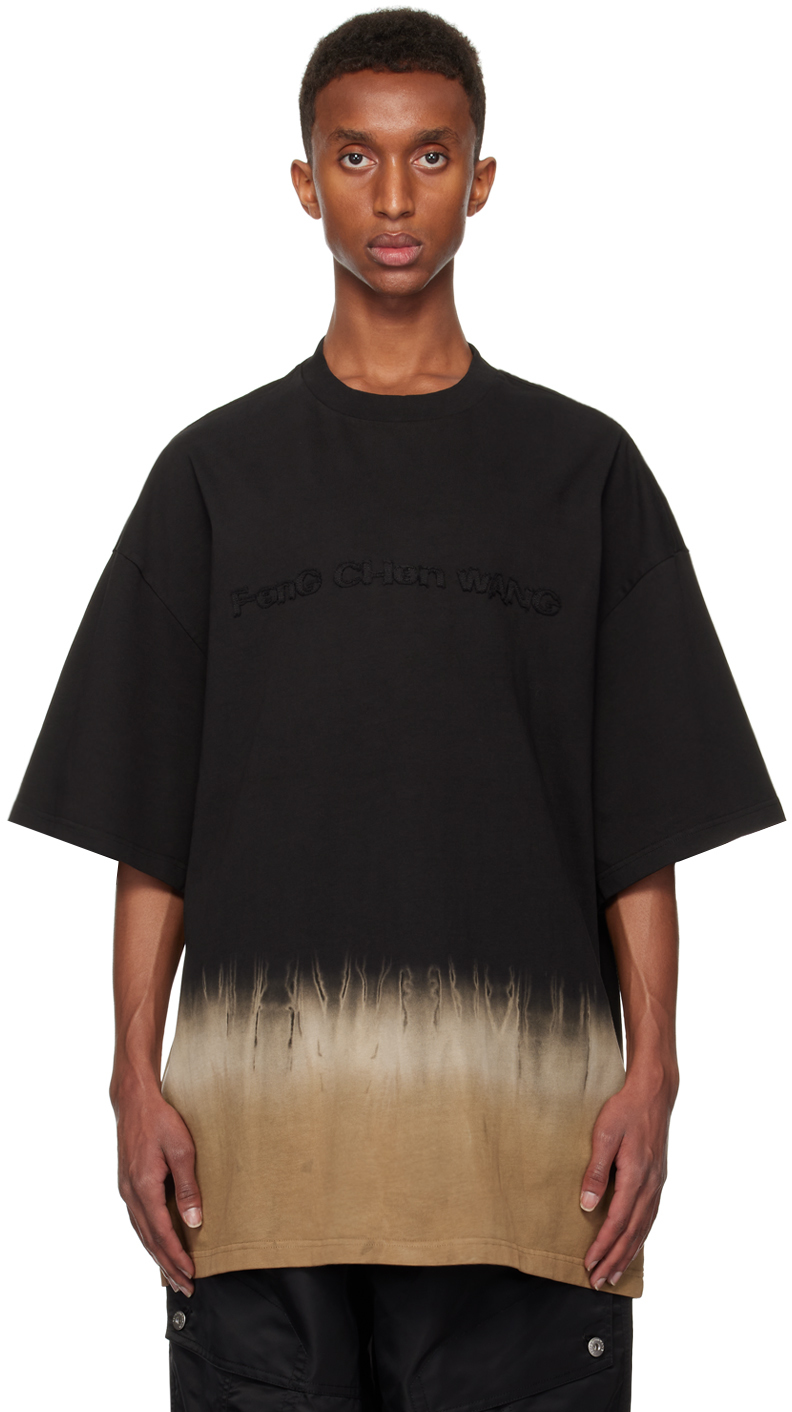 Feng Chen Wang Black & Khaki Tie-dye T-shirt In Black/khaki