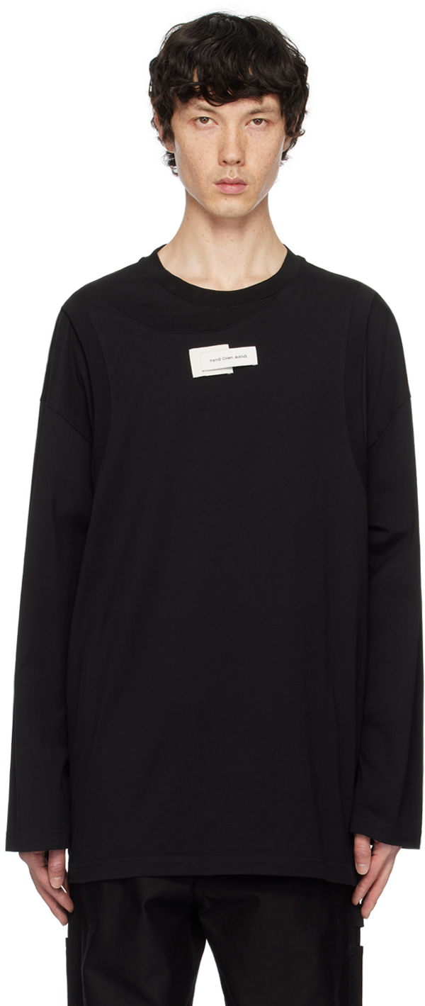 Feng Chen Wang: Black Double Neck Jersey T-shirt | SSENSE