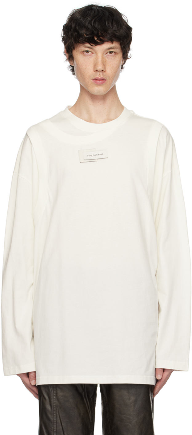 Shop Feng Chen Wang White Double Neck Jersey T-shirt