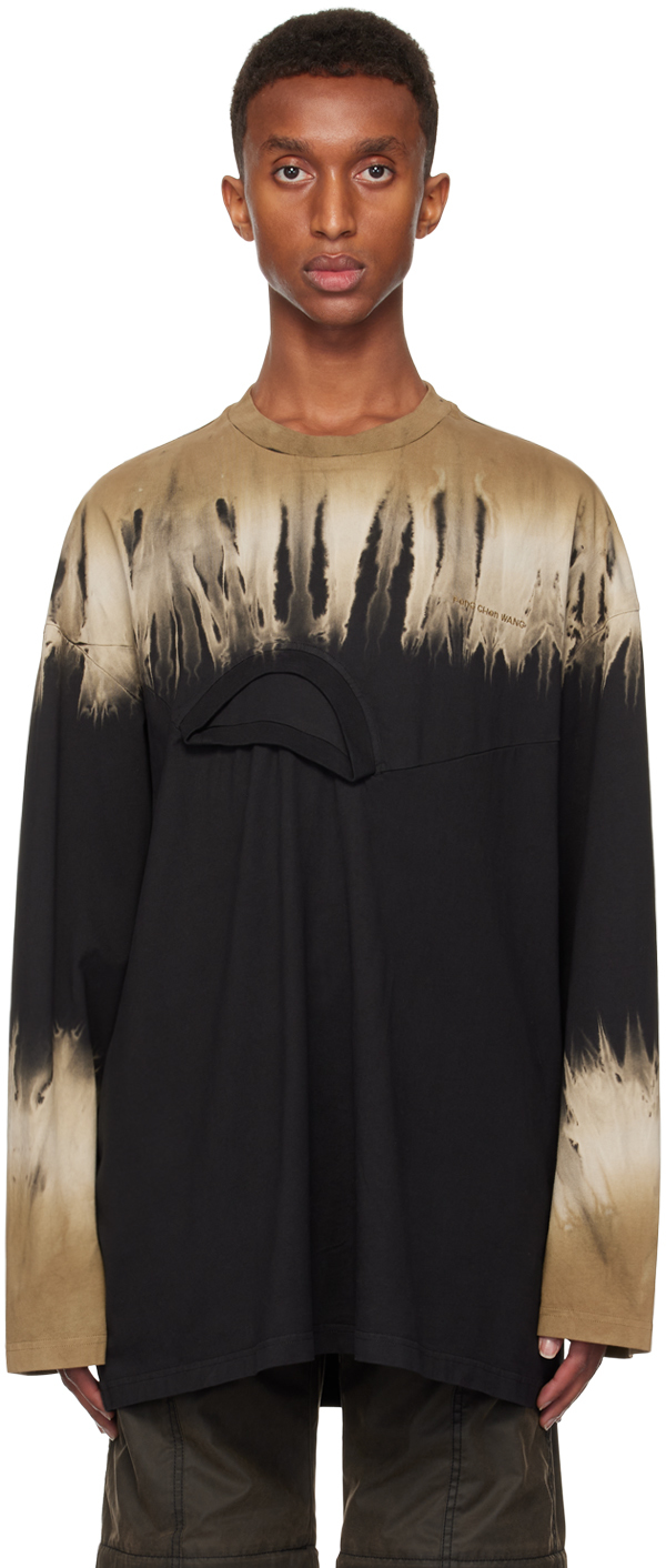 Feng Chen Wang Black & Khaki Tie-dye T-shirt In Black/khaki