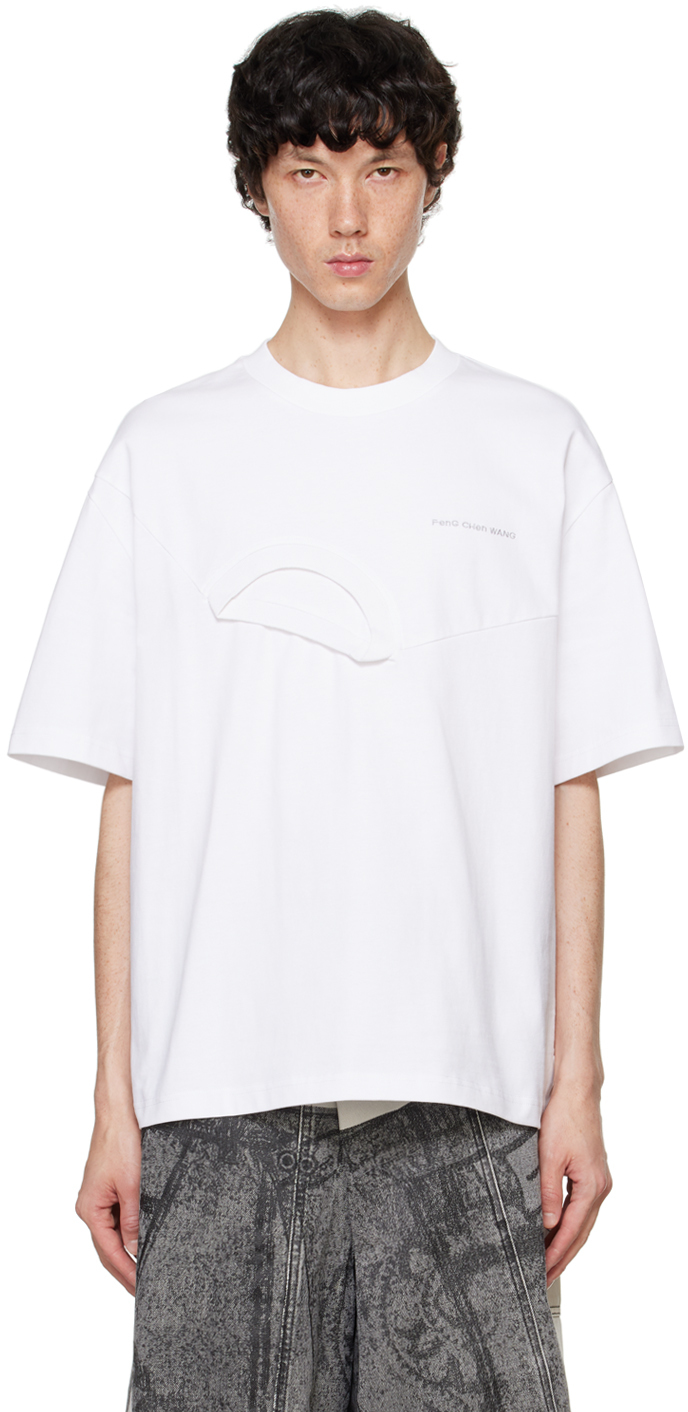 White Paneled Collar T-shirt