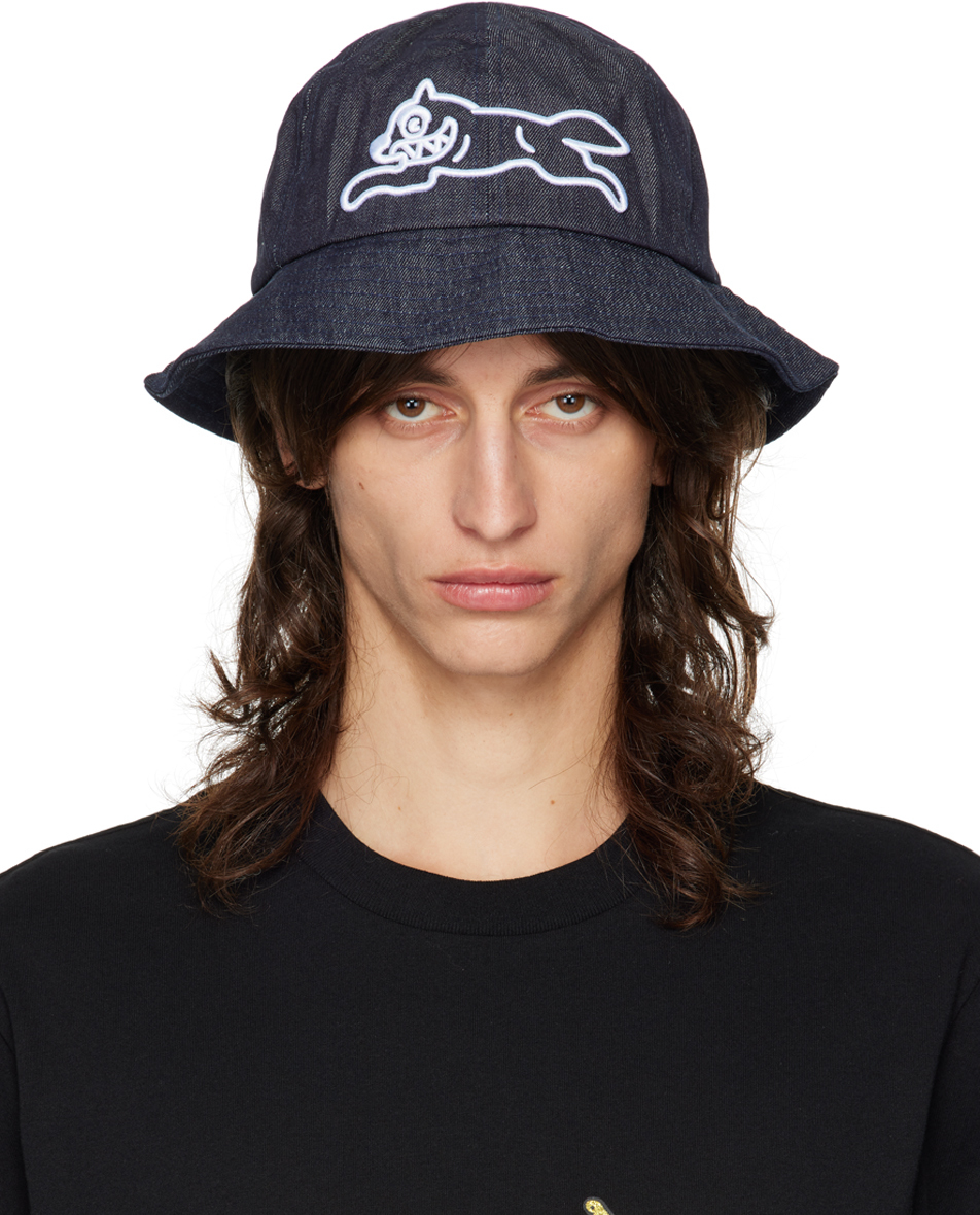 Indigo Running Dog Denim Bucket Hat by ICECREAM on Sale