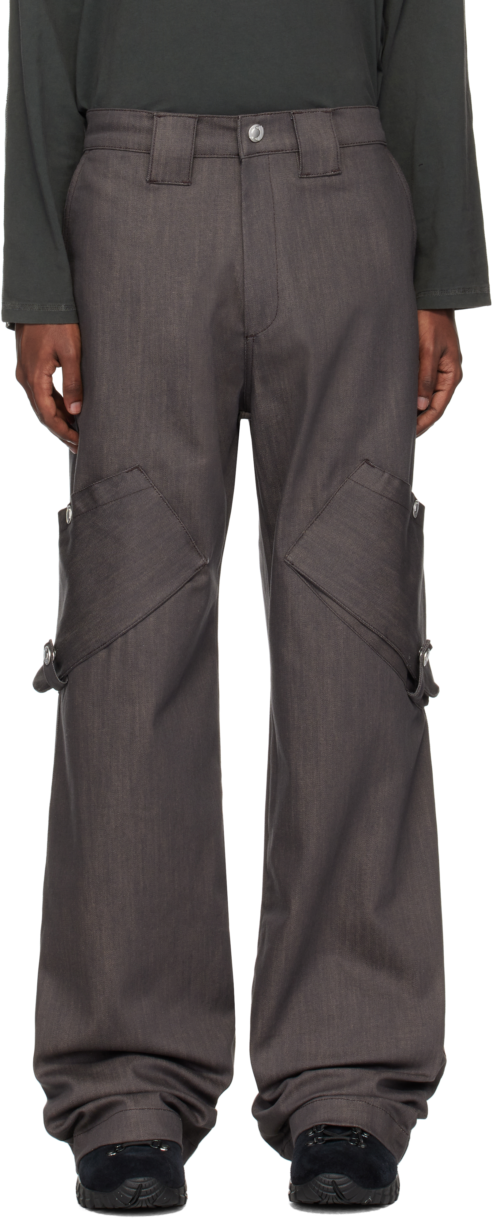 Gray Boiler Denim Cargo Pants