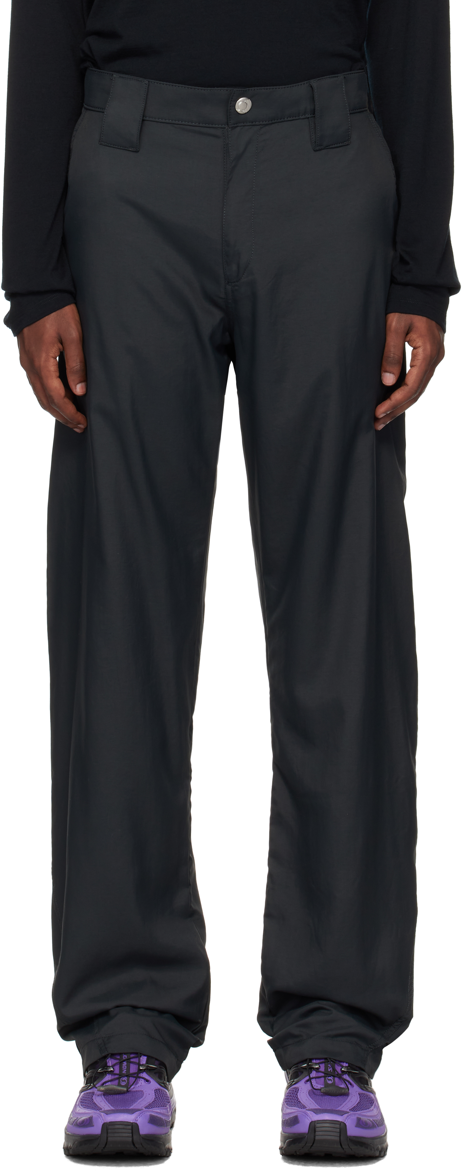 Shop Affxwrks Gray Curved Trousers In Pegry