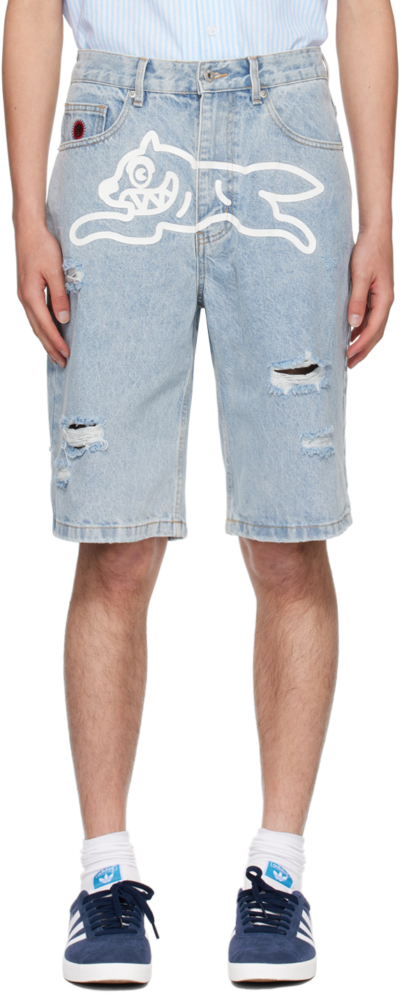 ICECREAM Blue Running Dog Denim Shorts SSENSE