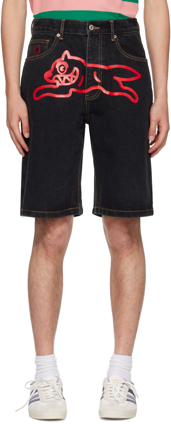 Shop Icecream Black Running Dog Denim Shorts