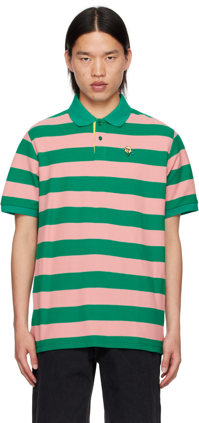 Shop Icecream Green & Pink Striped Polo