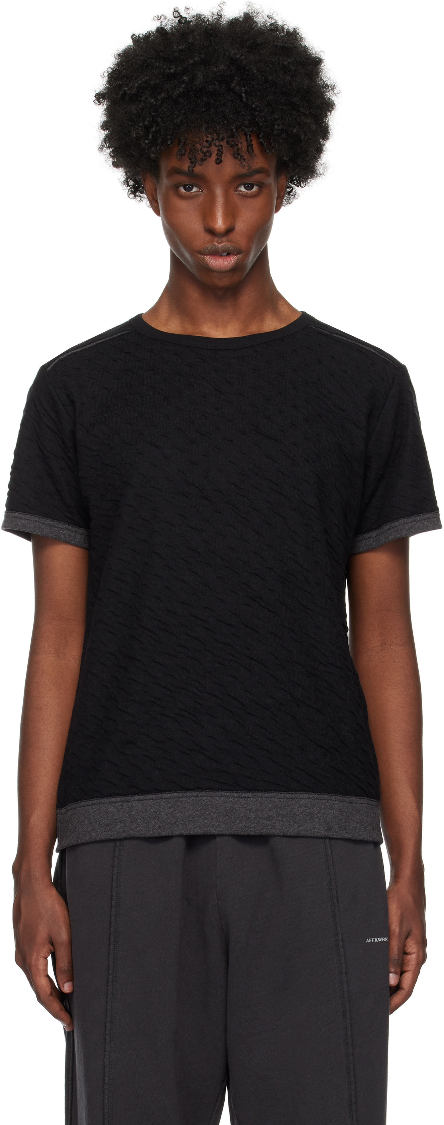 【関税込み】AFFXWRKS カーキ ロゴプリント Tシャツ nofl】ロゴプリントクルーネックTシャツ 644102430 | ナチュラル