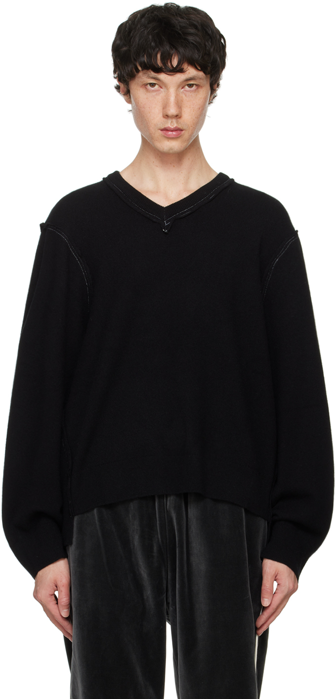 Black Frankenstein V-Neck Sweater