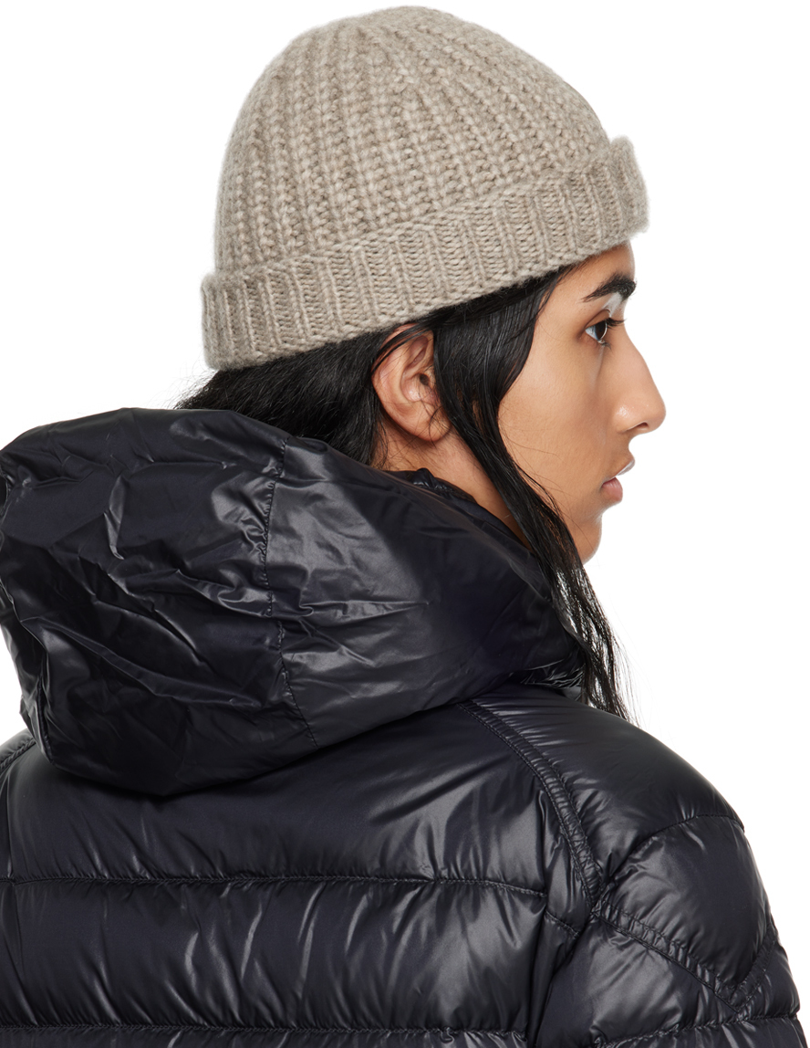 Moncler Taupe Wool Beanie In 061