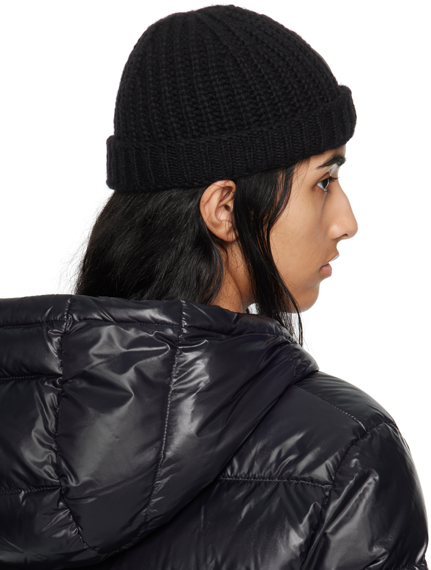 Moncler Black Wool Beanie In 999