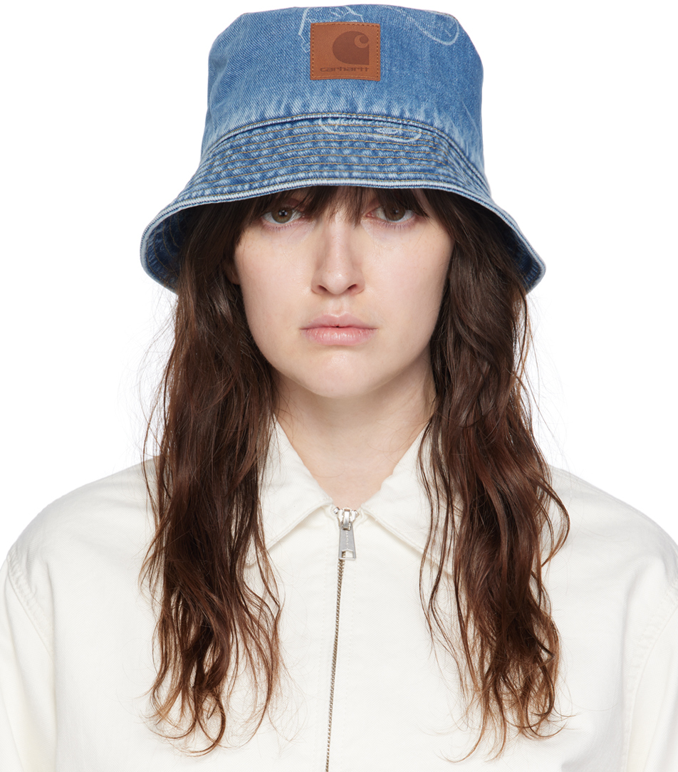 Blue Stamp Print Bucket Hat