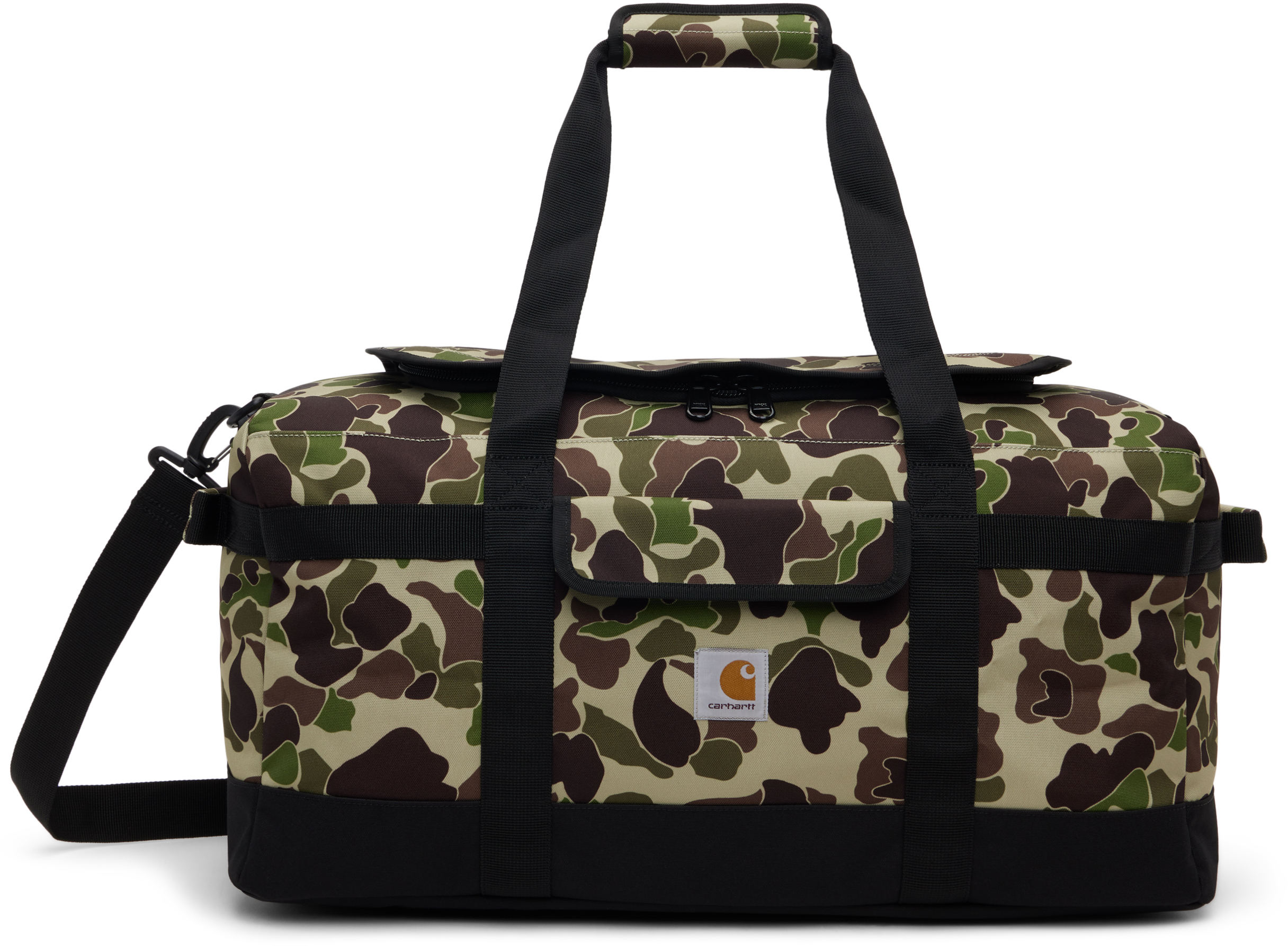 Shop Carhartt Green & Brown Jack Duffle Bag In Camo Duck Green